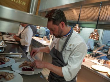 REIMS, FRANCE - MAY 26, 2022: Philippe Mille, One of the Best Craftsmen in France (Meilleur Ouvrier de France) and Chef of two Michelin-starred Le Parc at the Domaine Les Crayeres in Reims