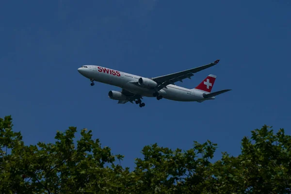 New York July 2022 Swissair Airbus A330 New York Sky —  Fotos de Stock