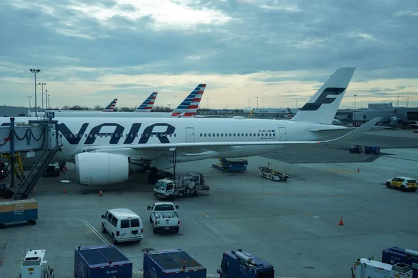 New York April 2022 Finnair Airbus A330 Gate Jfk International — Zdjęcie stockowe