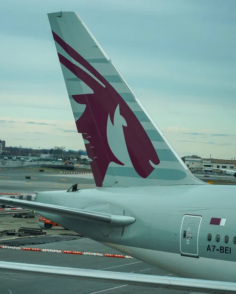Нью Йорк Апреля 2022 Года Qatar Airways Boeing 777 300Er — стоковое фото