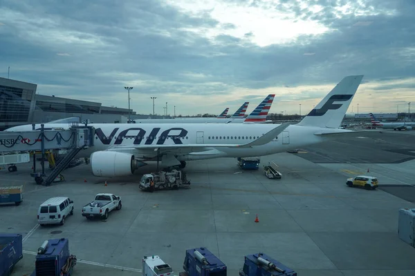 New York April 2022 Finnair Airbus A330 Gate Jfk International - Stock-foto