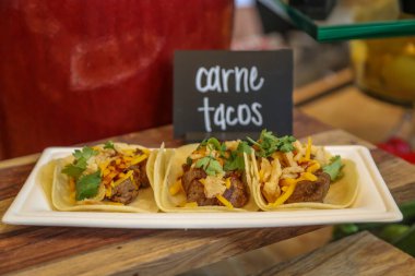 Carne tacos served in Mexican Restaurant