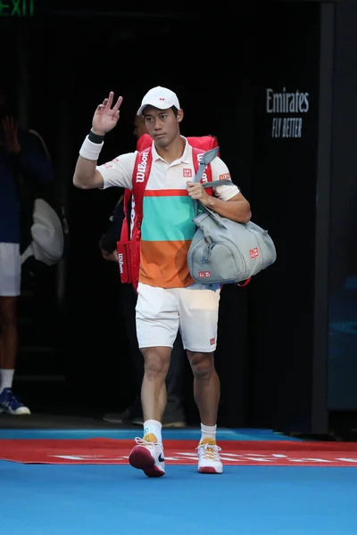 Melbourne Αυστραλια Ιανουαριου 2019 Επαγγελματίας Τενίστας Kei Nishikori Της Ιαπωνίας — Φωτογραφία Αρχείου
