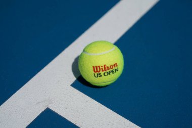 NEW YORK - AUGUST 16, 2022: US Open Wilson tennis ball. Wilson is the Official Ball of the US Open since 1979