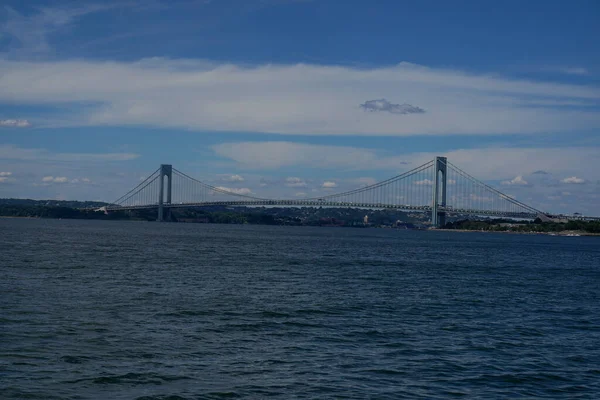 Verrazano Bridge New York Verrazano Bridge Double Decked Suspension Bridge — Foto de Stock