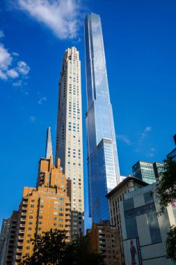 Modern skyscrapers at Central Park South or East 59th Street in New York City