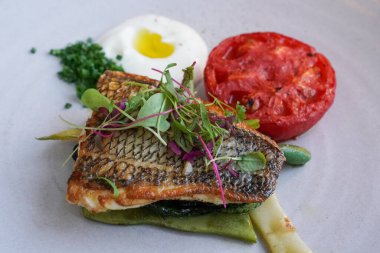 Black Sea Bass with Slow Roasted Tomato and Summer Beans