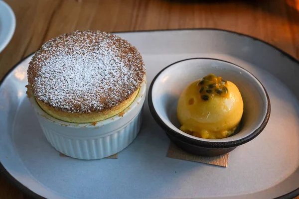 Passion Fruit Souffle Passion Fruit Sorbet — Photo