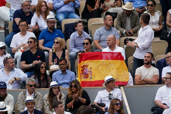 Paris France June 2022 Spanish Tennis Fan Supports Grand Slam —  Fotos de Stock
