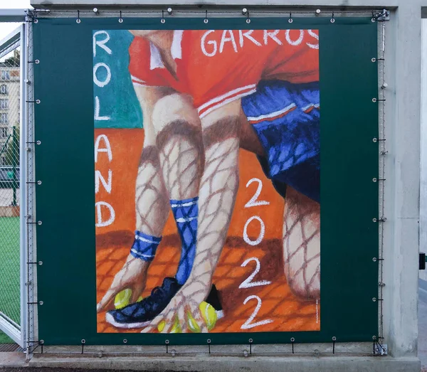 Paris France June 2022 2022 Roland Garros Poster Display Stade — стокове фото