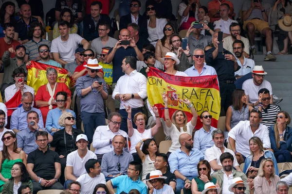 Paris France June 2022 Spanish Tennis Fan Supports Grand Slam — стоковое фото