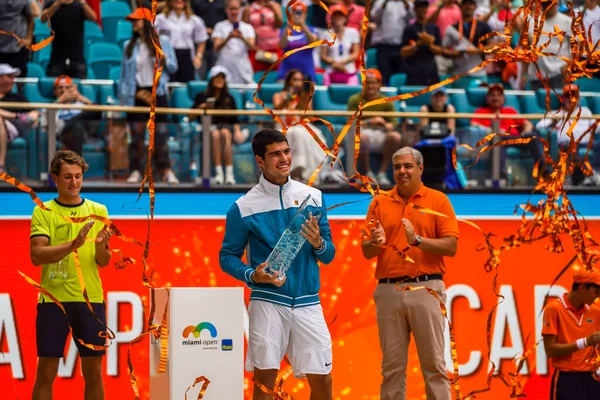 Miami Gardens Florida April 2022 Miami Open 2022 Champion Carlos — Foto de Stock