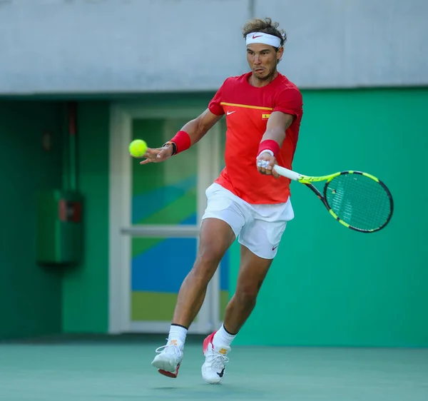 Rio Janeiro Brasil Agosto 2016 Campeón Olímpico Rafael Nadal España — Foto de Stock