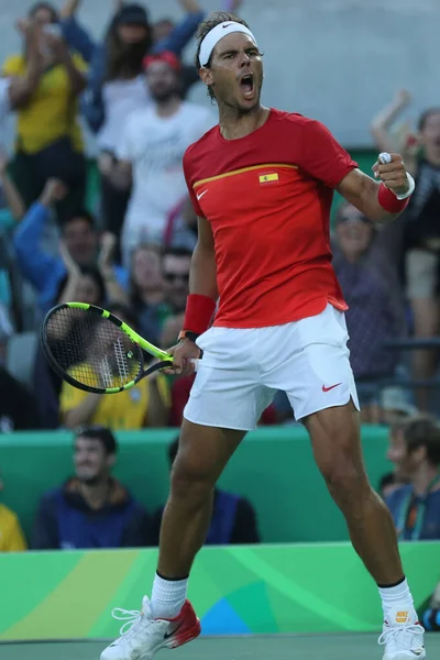 Rio Janeiro Brasil Agosto 2016 Campeón Olímpico Rafael Nadal España — Foto de Stock