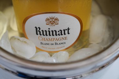 NEW YORK - AUGUST 27, 2022: Ruinart Blanc de Blancs Champagne. Ruinart is the oldest established Champagne house, exclusively producing champagne since 1729