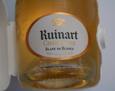 NEW YORK - AUGUST 27, 2022: Ruinart Blanc de Blancs Champagne. Ruinart is the oldest established Champagne house, exclusively producing champagne since 1729