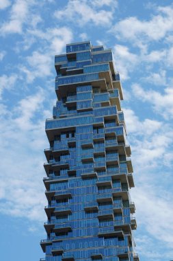 NEW YORK - JULY 7, 2022: Jenga Tower located at 56 Leonard Street in Manhattan. It is an 821 ft-tall (250 m), 57-story skyscraper in the neighborhood of Tribeca in Manhattan, New York