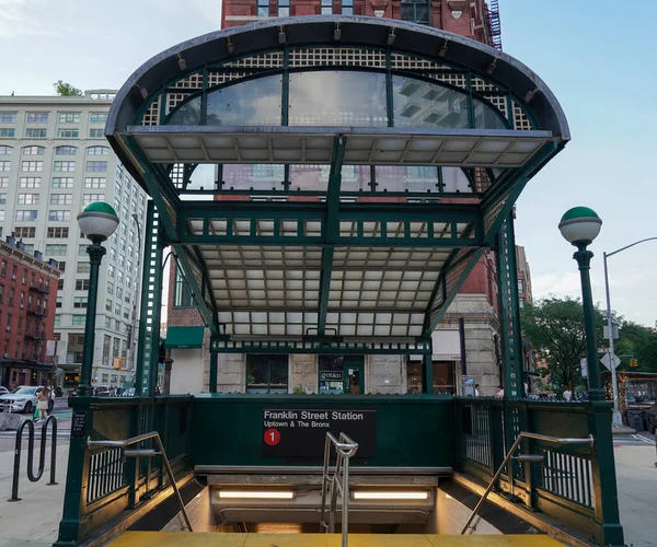 New York City July 2022 Franklin Street Station Subway Entrance — Foto de Stock