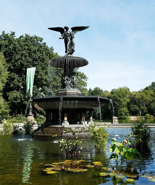 Bethesda Fountain Angel Waters Sculpture Central Park New York — 스톡 사진