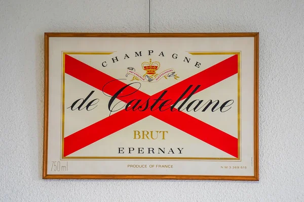 Epernay Francie Května 2022 Štítek Champagne Castellane Vystaven Champagne Castellane — Stock fotografie