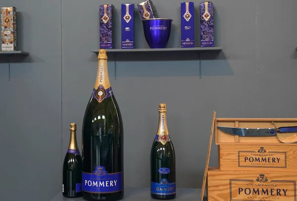 Reims France May 2022 Bottles Pommery Champagne Wine Estate Historic — Stock Photo, Image