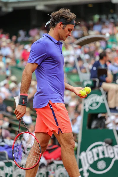 Paris França Maio 2015 Dezessete Vezes Campeão Grand Slam Roger — Fotografia de Stock