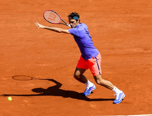 Paříž Francie 2015 Sedmnáctkrát Grand Slam Šampion Roger Federer Švýcarska — Stock fotografie