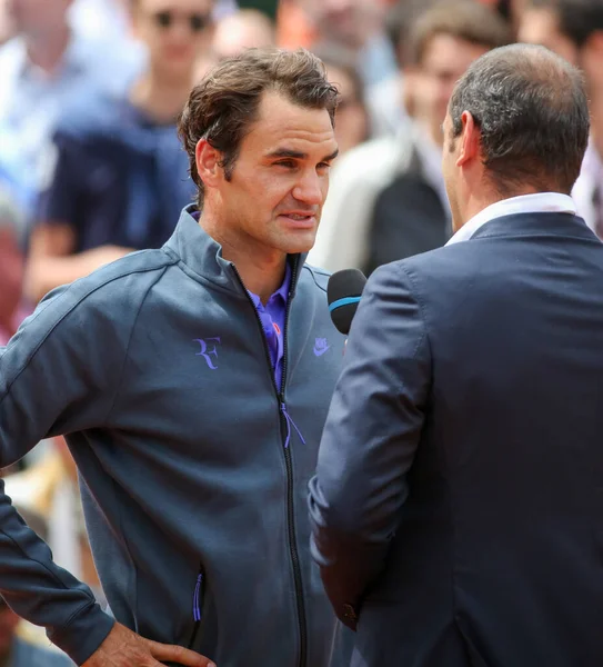 Paris França Maio 2015 Dezessete Vezes Campeão Grand Slam Roger — Fotografia de Stock