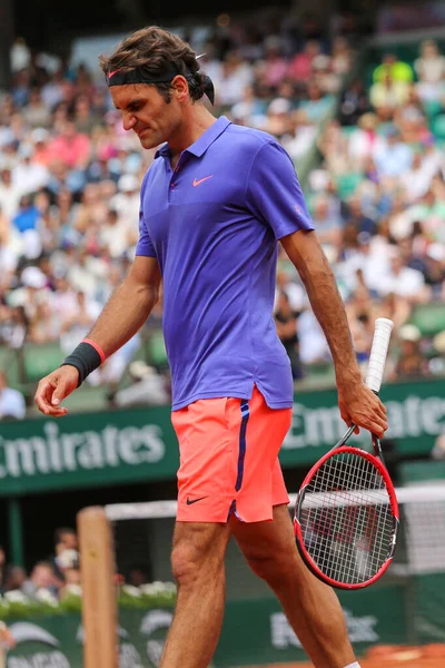Paříž Francie 2015 Sedmnáctkrát Grand Slam Šampion Roger Federer Švýcarska — Stock fotografie