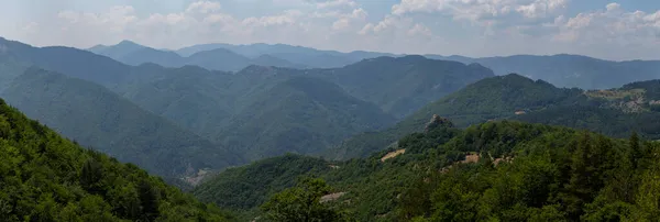 Rhodopes Uma Cordilheira Sudeste Europa Panorama Área Florestal Cobre Montanhas — Fotografia de Stock