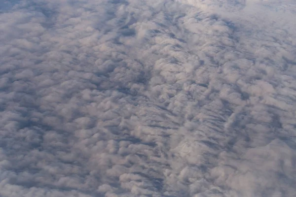 Stratosfera Widok Chmur Okna Samolotu Cumuliform Pochmurny Krajobraz Niebie Latanie — Zdjęcie stockowe