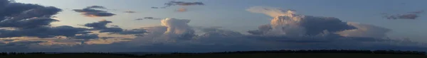 Storm Clouds Cover Landscape Tragic Gloomy Sky Panorama Landscape Sunset — Stock Photo, Image