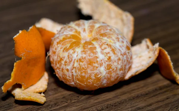 Removing Peel Tangerine Cleaning Citrus Fruits — Fotografia de Stock