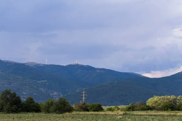 Thunderhead Cobre Balcãs Aguaceiro Aproxima Das Terras Agrícolas Aldeias Campos — Fotografia de Stock