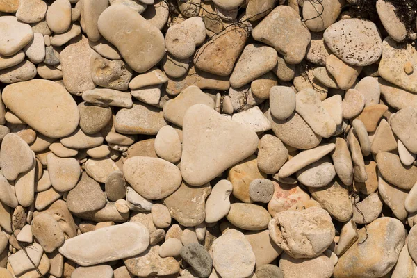 Small Pebbles Form Background Sea Shore Coarse Multicolor Sand — Stock Photo, Image