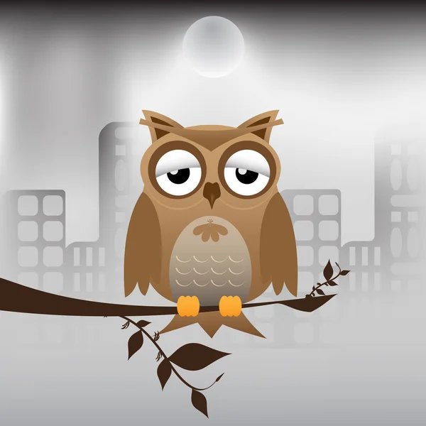 Owl and polluted city — Stock Vector