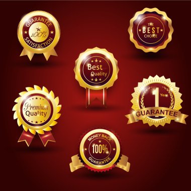 골드 배지 빨간색 배경 보장