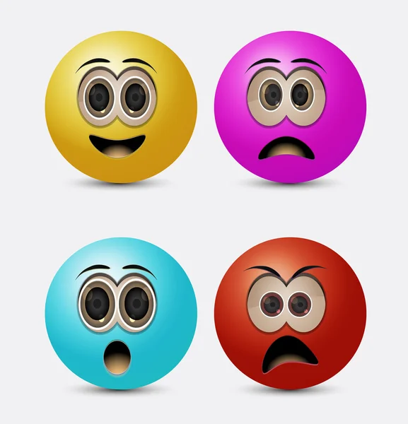 Emoticones redondos — Vector de stock