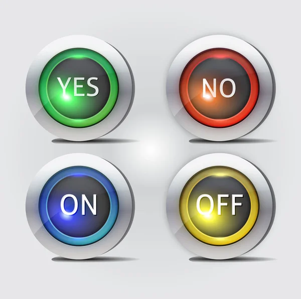 Yes no and on off buttons — Stock Vector