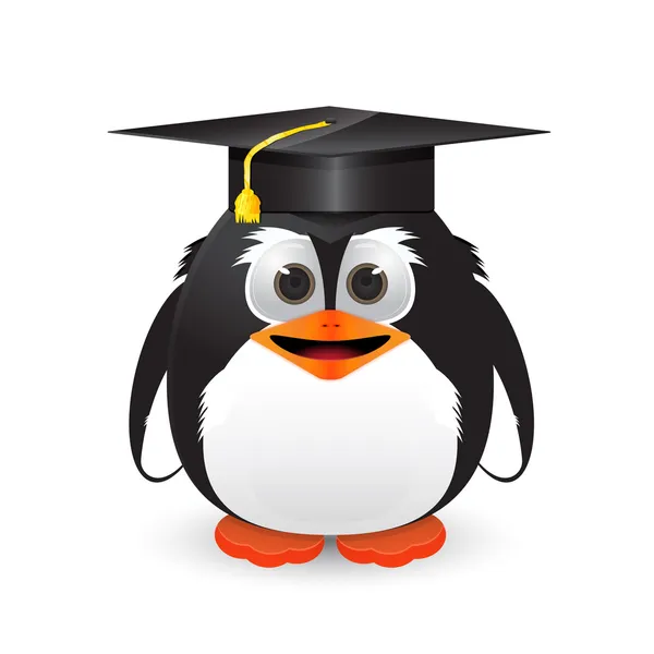 Pingouin avec bouchon de graduation — Image vectorielle