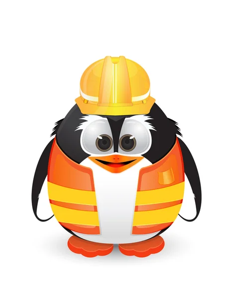 Pinguim com roupa de construção — Vetor de Stock