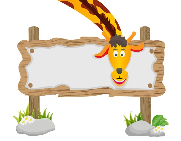 Cartoon Giraffe Blanco Banner Voor Tekst — Stockvector