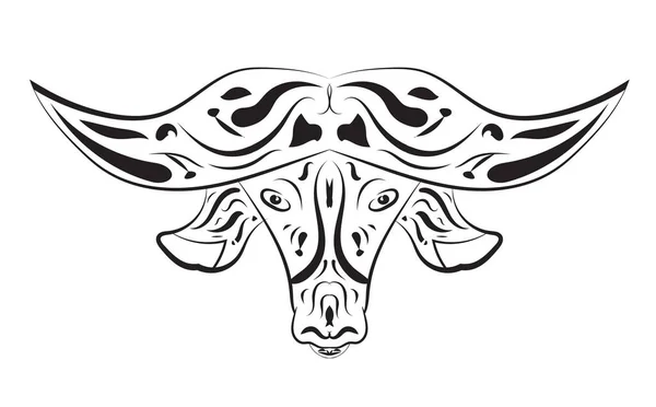 Taureau Silhouette Tribal Art Blanc Fond — Image vectorielle