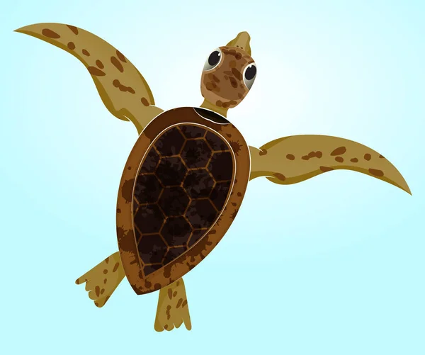 Illustration Karikatur Meeresschildkröte Schwimmen Von Oben — Stockvektor