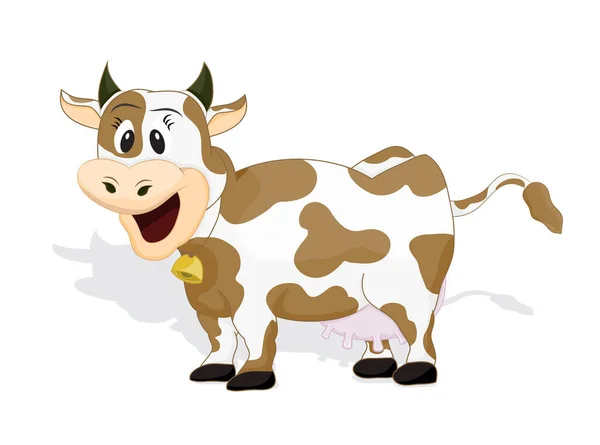 Dibujos Animados Vaca Marrón Sonriente Color Marrón Aislado — Vector de stock