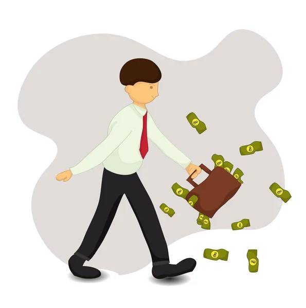 Worker Walking Briefcase Full Lot Money — Stock Vector