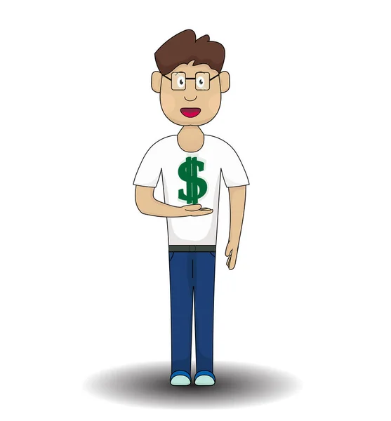 Homme Tenant Dans Main Symbole Dollar Concept Entreprise — Image vectorielle