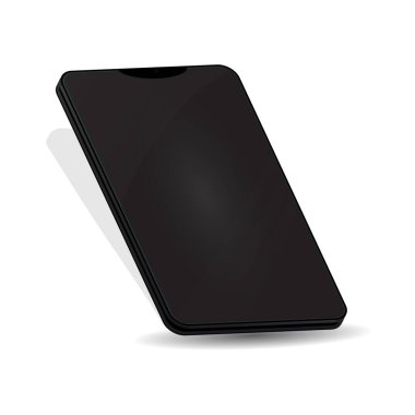 Beyaz arkaplan vektör mobil cihaz kavramında yan görünümlü boş bir ekran ile gerçekçi Akıllı Telefon düzeni