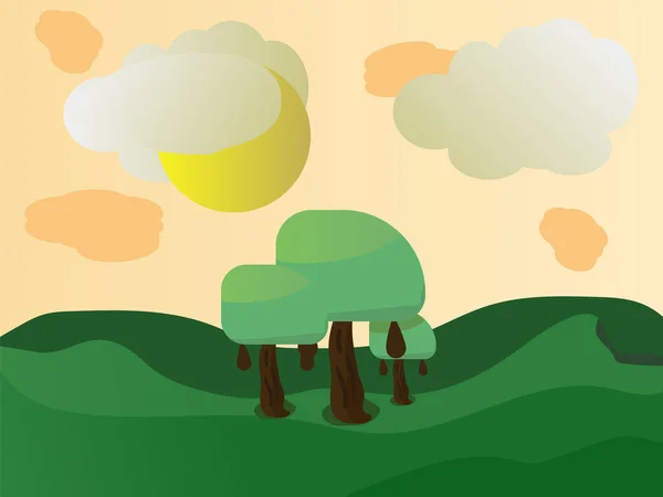 山地树木的抽象矢量景观背景 — 图库矢量图片