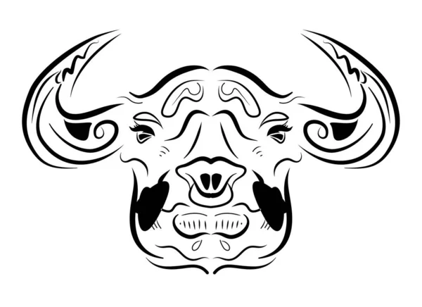 Bull Buffel Stam Etniska Prydnad Vektor Illustration — Stock vektor